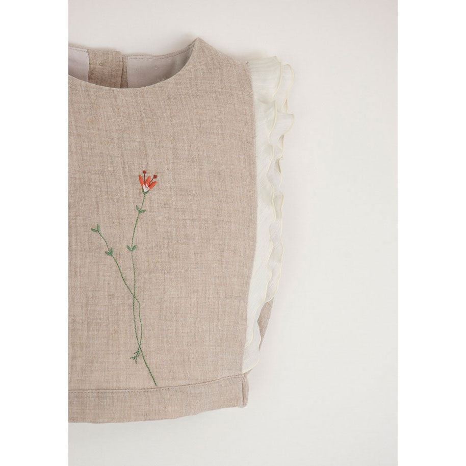 Popelin Sand Embroidered Top
