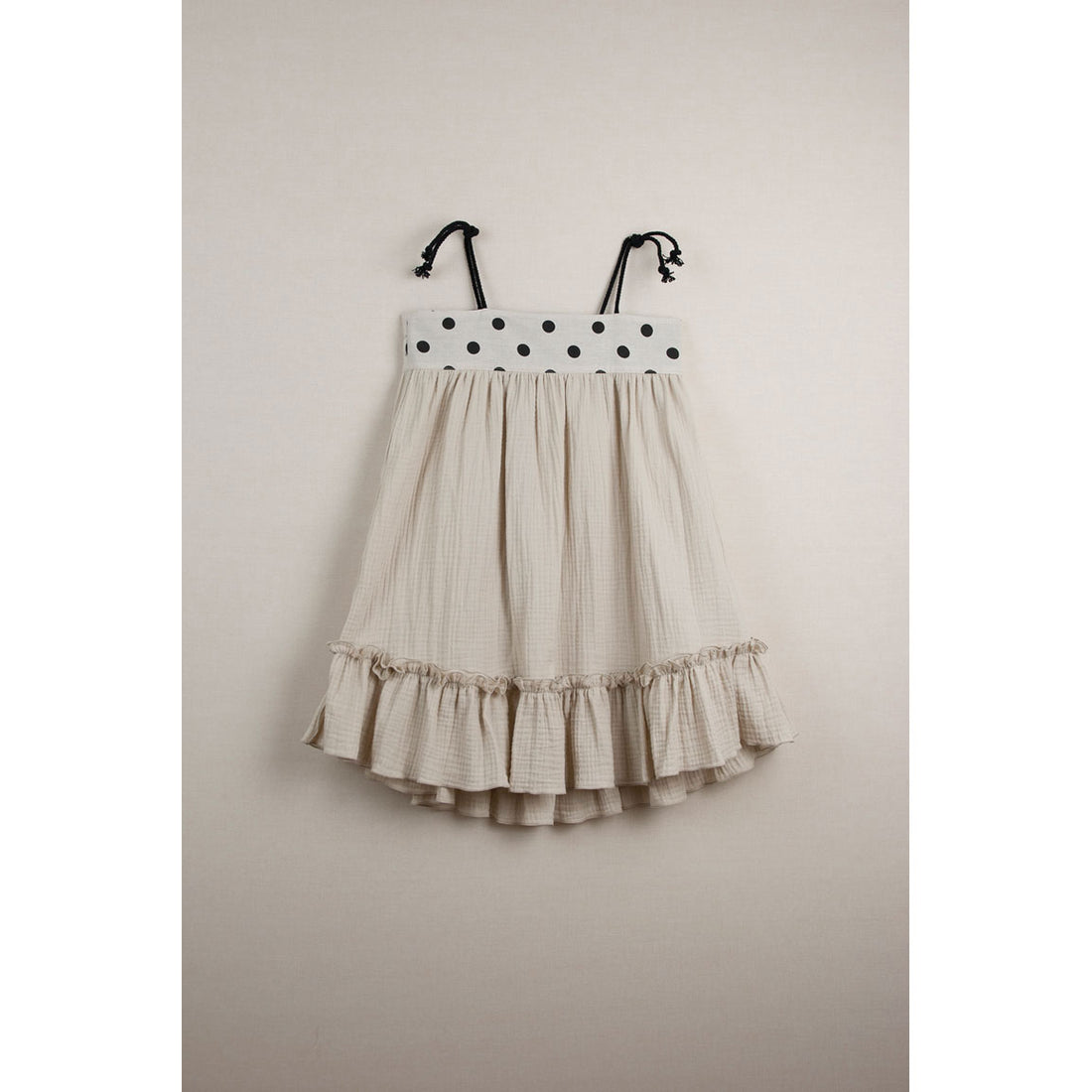 Popelin Beige Reversible Straight Neckline Dress