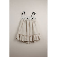 Popelin Beige Reversible Straight Neckline Dress