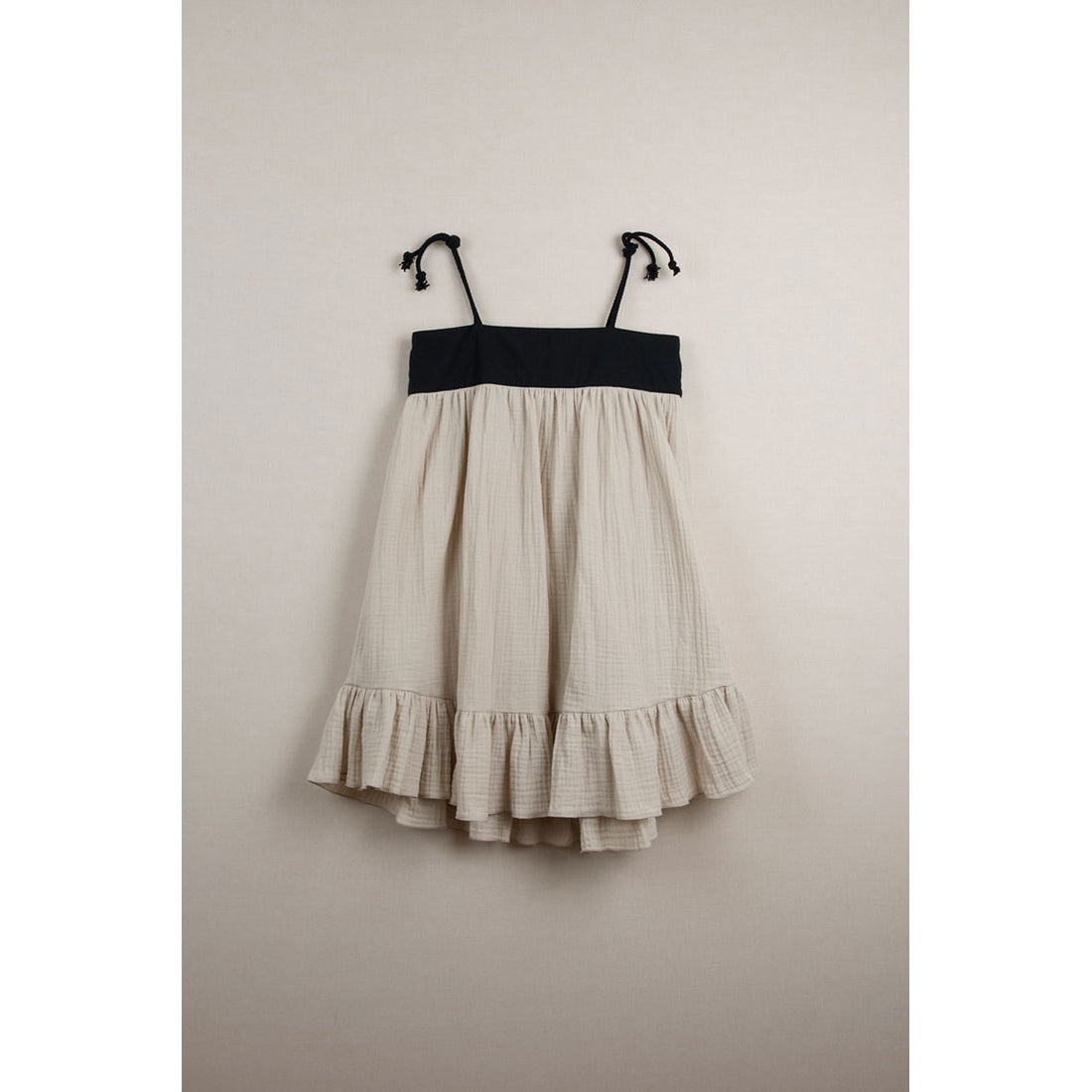 Popelin Beige Reversible Straight Neckline Dress