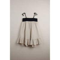 Popelin Beige Reversible Straight Neckline Dress