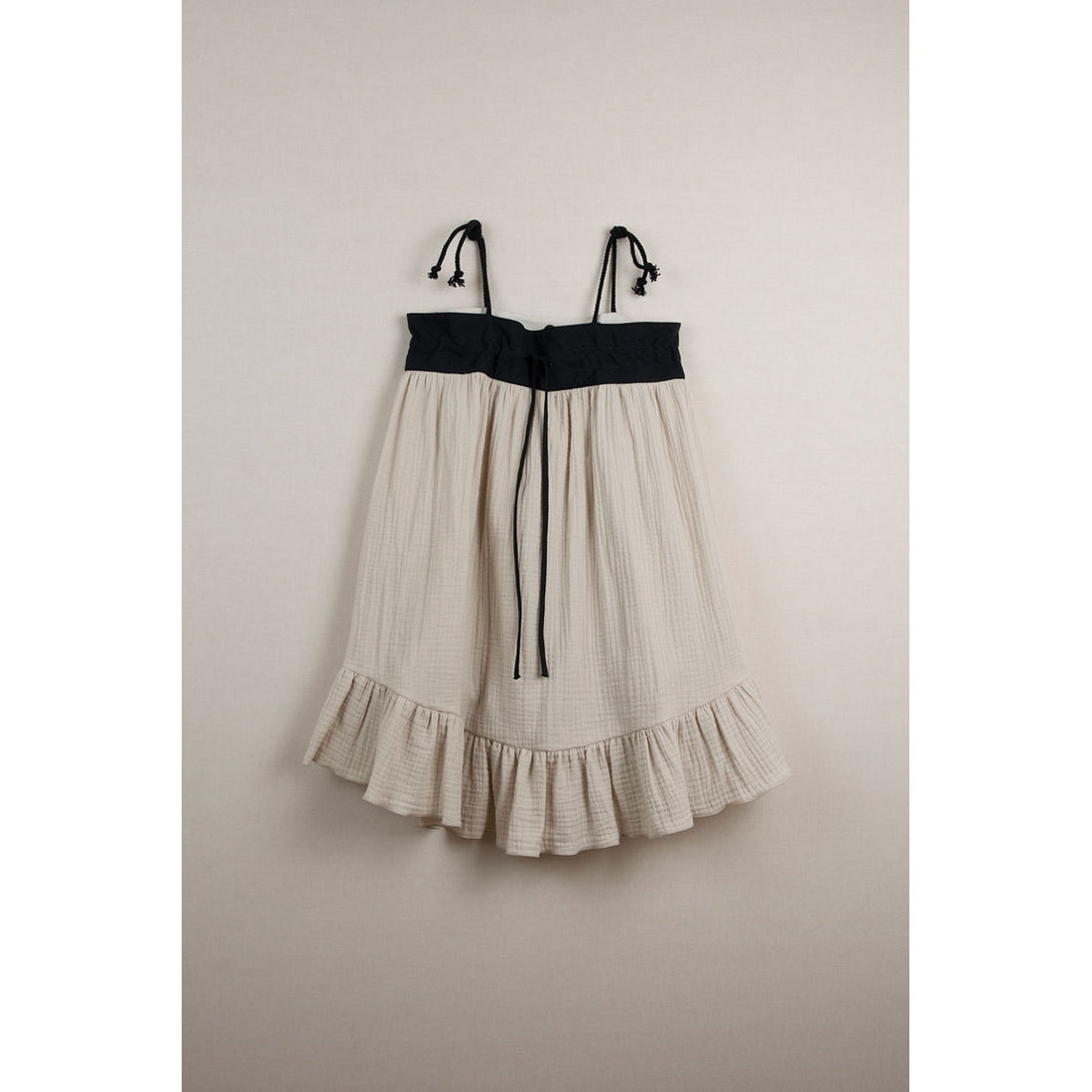 Popelin Beige Reversible Straight Neckline Dress