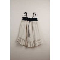 Popelin Beige Reversible Straight Neckline Dress