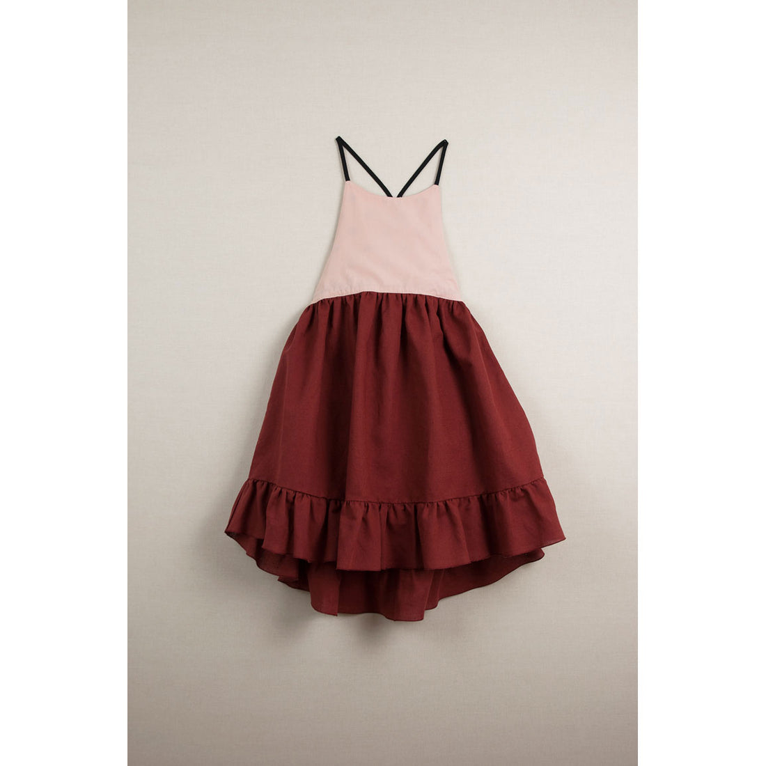 Popelin Earth Red Crossover Reversible Dress