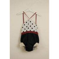 Popelin Black Polka Dot Reversible Bathing Romper