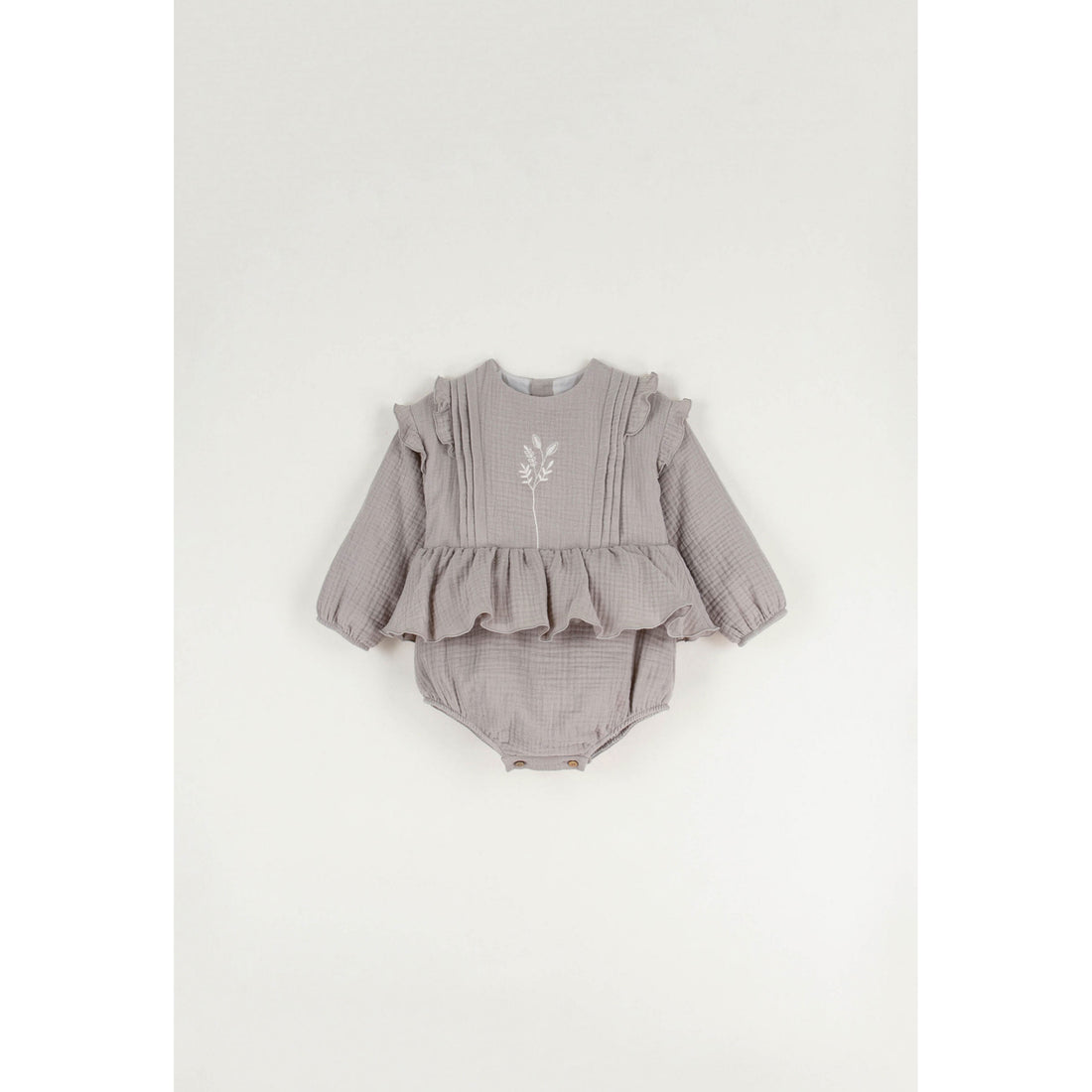 Popelin Taupe Pintuck Romper