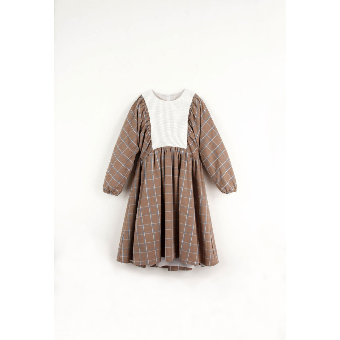 Popelin Terracotta Plaid Yoke Dress
