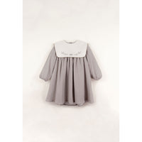 Popelin Taupe Embroidered Yoke Dress