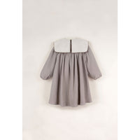 Popelin Taupe Embroidered Yoke Dress