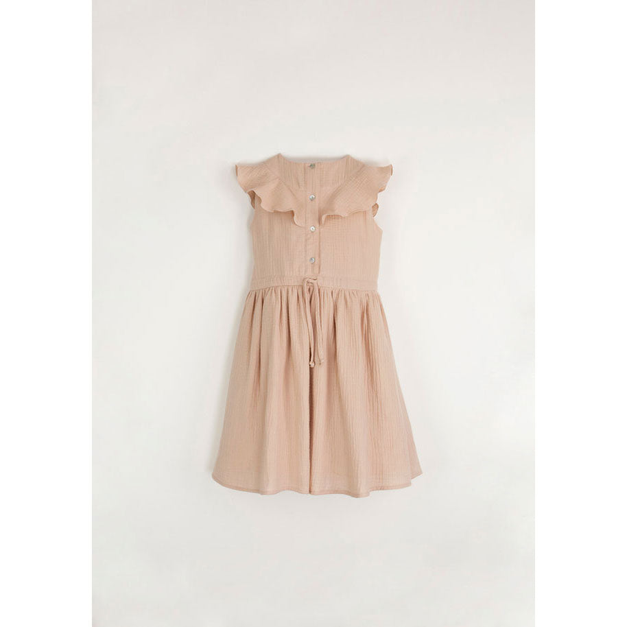 Popelin Pink Dress With Yoke And Frill