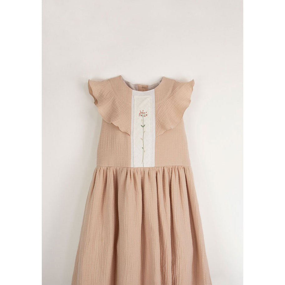 Popelin Pink Dress With Yoke And Frill