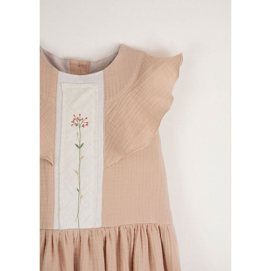 Popelin Pink Dress With Yoke And Frill