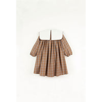 Popelin Terracota Plaid Embroidered Yoke Dress