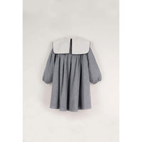 Popelin Light Grey Embroidered Yoke Dress