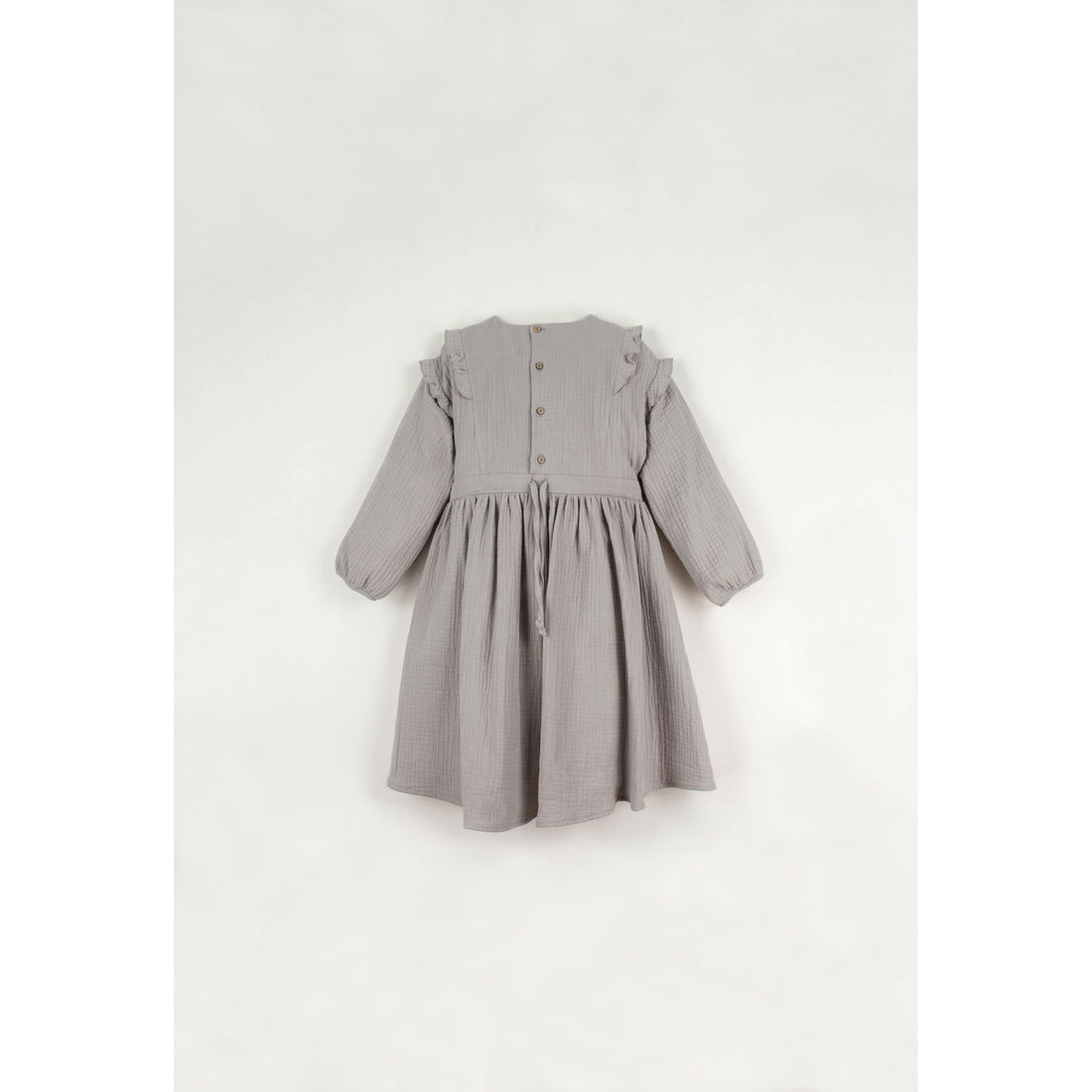 Popelin Taupe Embroidered Pintuck Dress