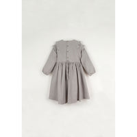 Popelin Taupe Embroidered Pintuck Dress