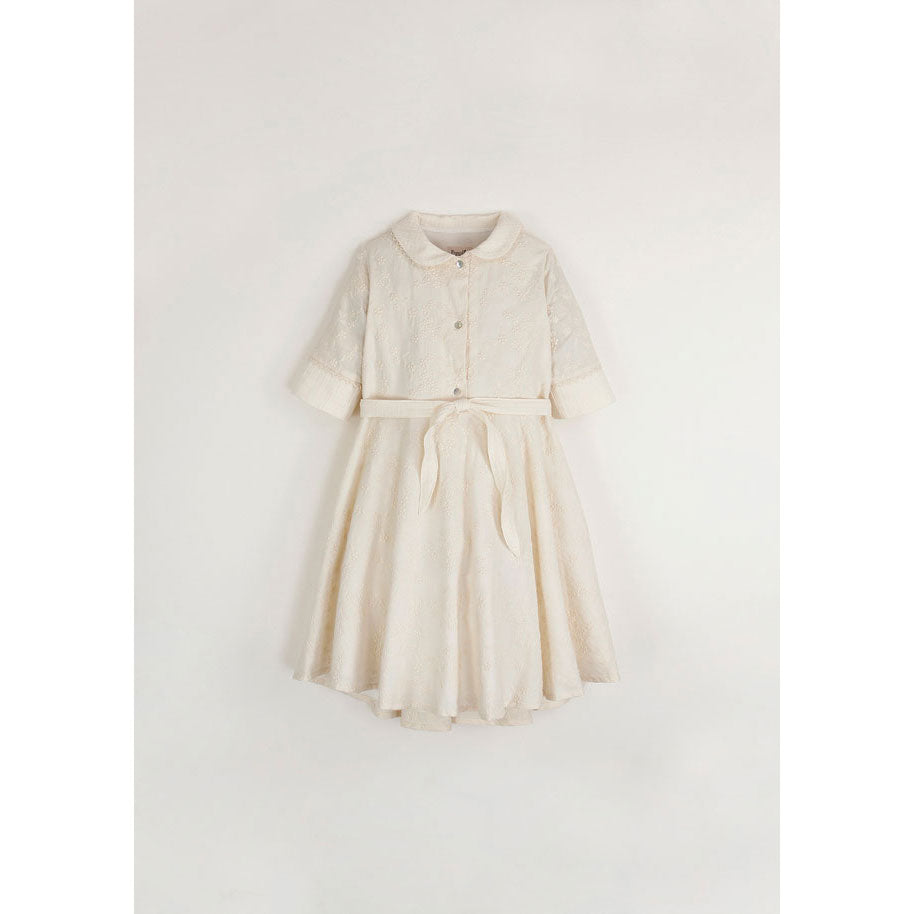Popelin Off-White Cape-Style Dress