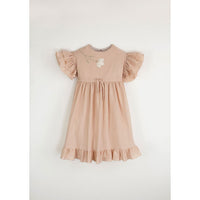 Popelin Pink Dress With Embroidered Yoke And Applique