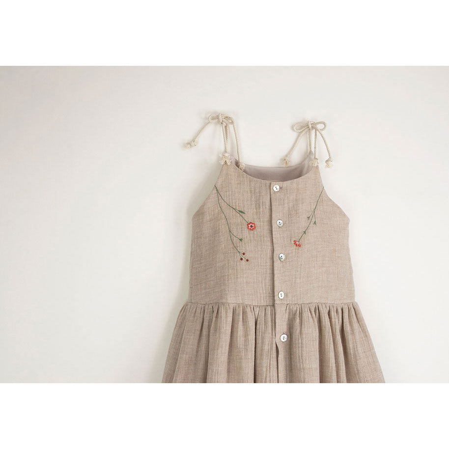 Popelin Sand Dress With Straps