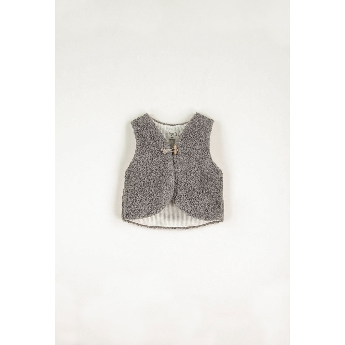 Popelin Taupe Fleece Short Waistcoat