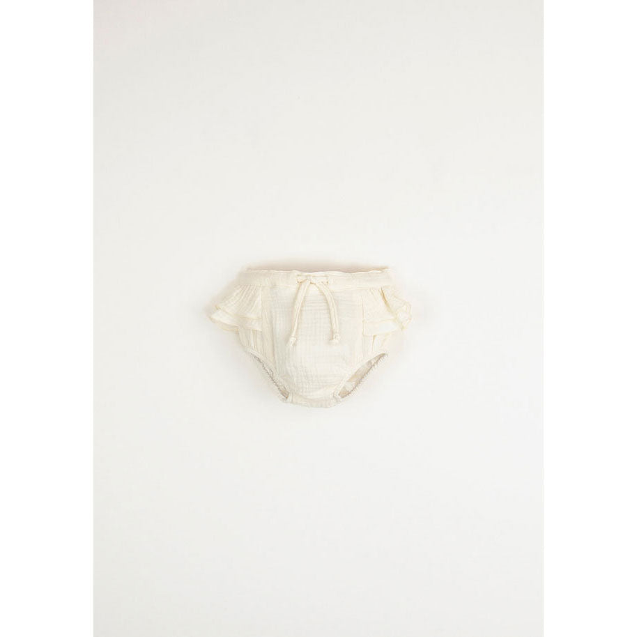 Popelin Off-White Culotte With Frills