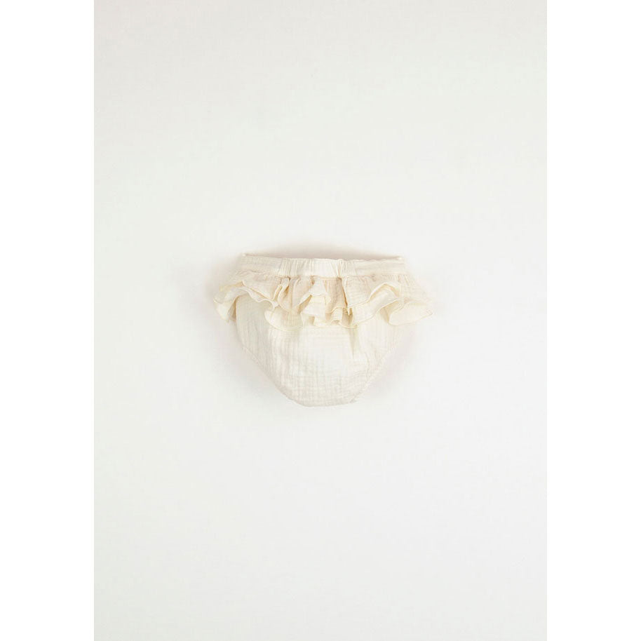 Popelin Off-White Culotte With Frills