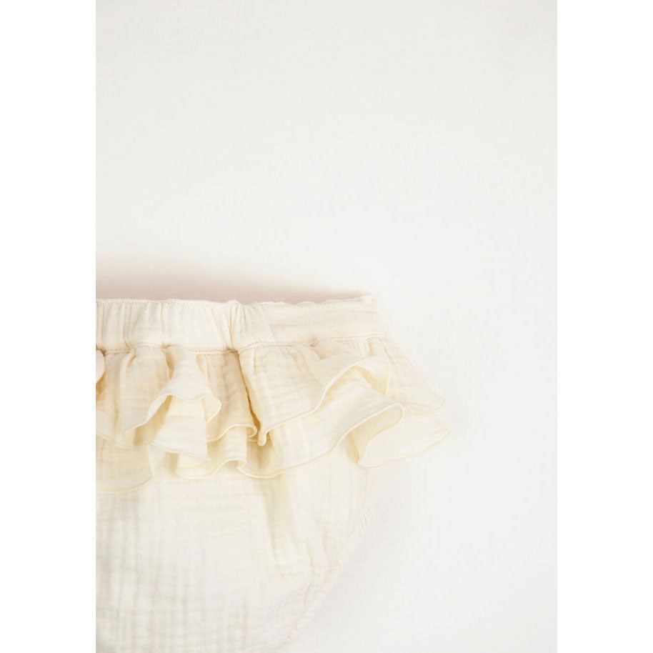 Popelin Off-White Culotte With Frills