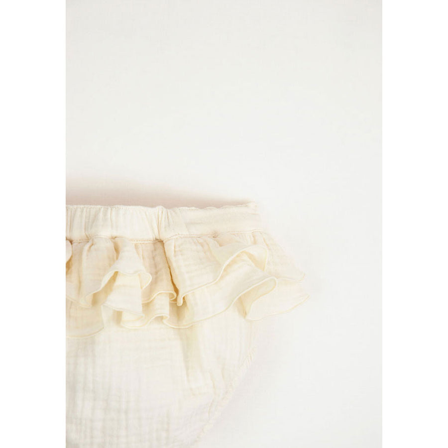 Popelin Off-White Culotte With Frills