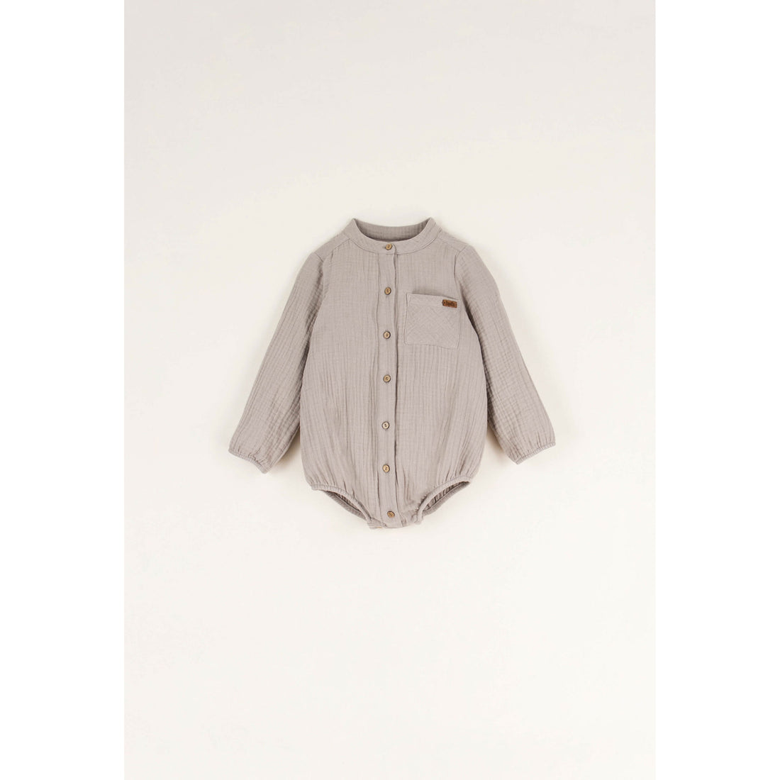 Popelin Taupe Shirt Style Romper