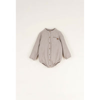 Popelin Taupe Shirt Style Romper