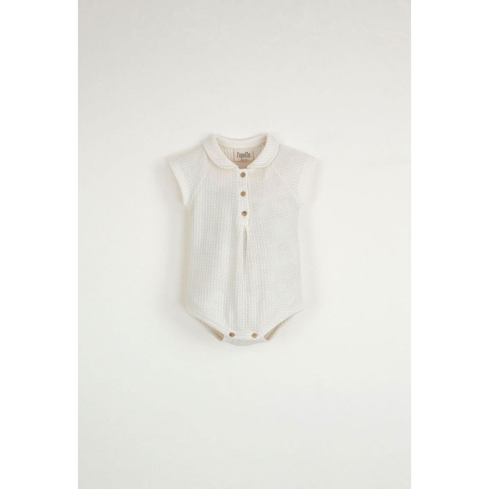 Popelin Knitted Romper With Peter Pan Collar