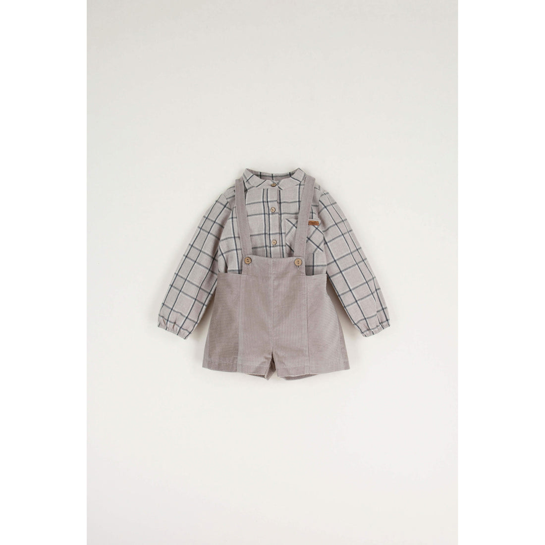 Popelin Taupe Crossover Strap Dungarees