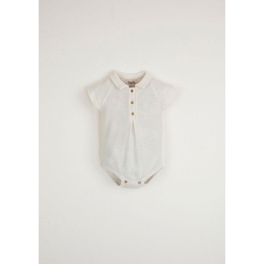 Popelin Knitted Romper With Shirt Collar