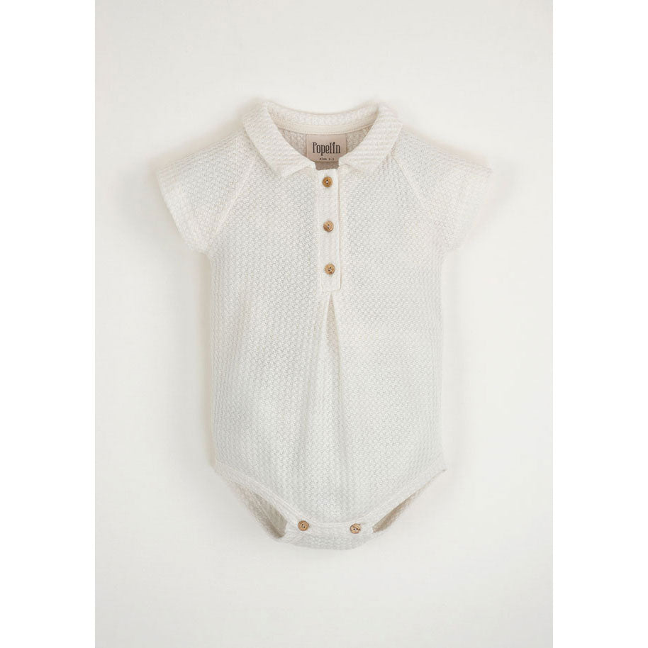 Popelin Knitted Romper With Shirt Collar