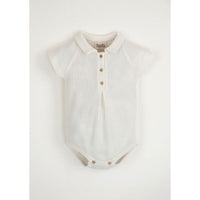 Popelin Knitted Romper With Shirt Collar