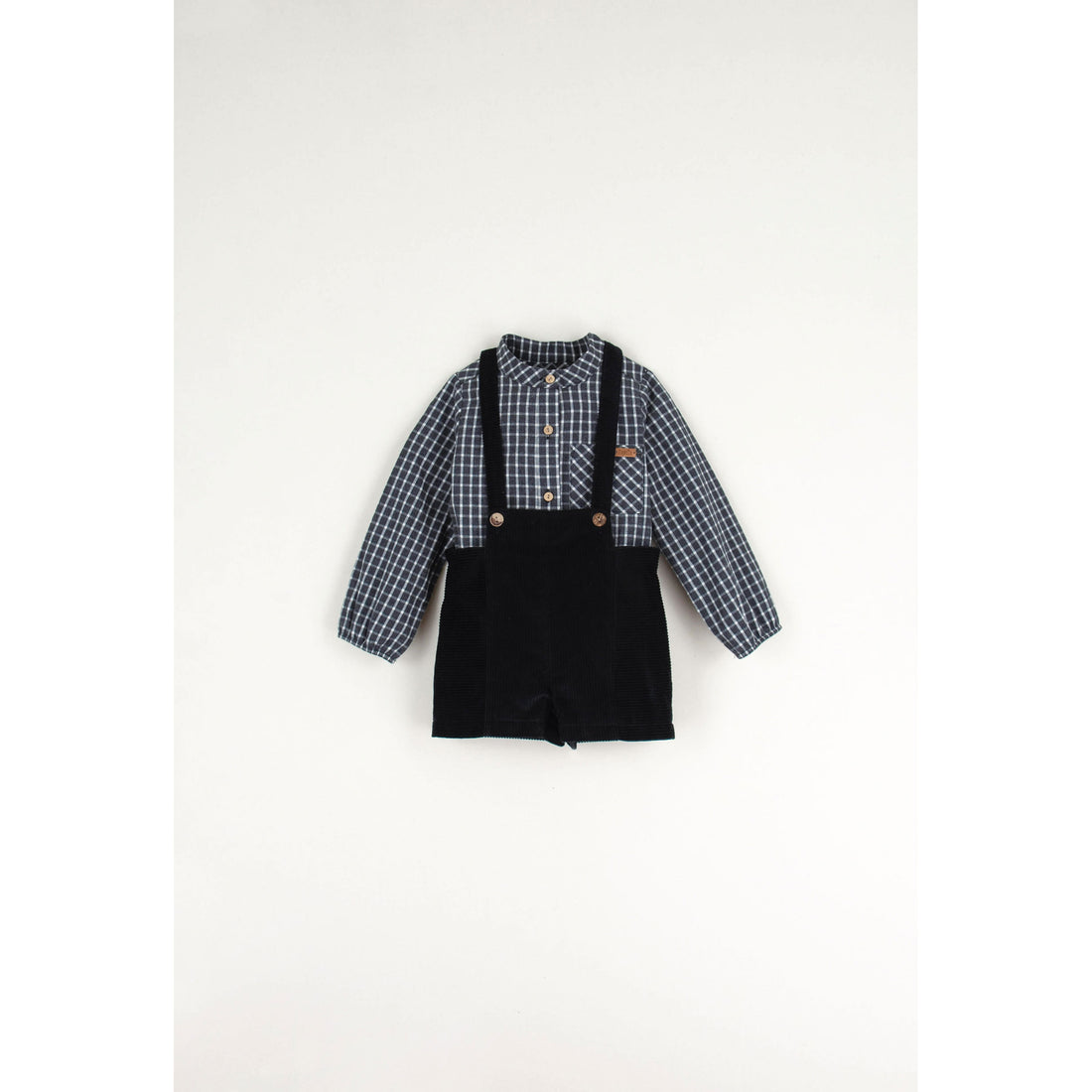Popelin Black Crossover Strap Dungarees