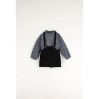 Popelin Black Crossover Strap Dungarees