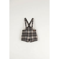 Popelin Brown Plaid Crossover Strap Dungarees