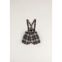 Popelin Brown Plaid Crossover Strap Dungarees