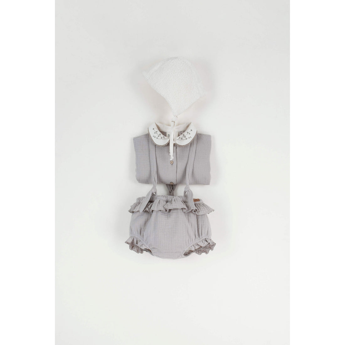 Popelin Taupe Removeable Srap Frill Culotte
