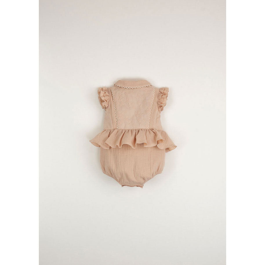 Popelin Pink Romper With Collar
