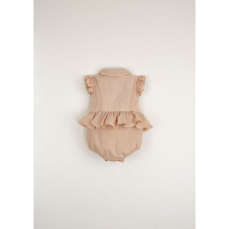 Popelin Pink Romper With Collar