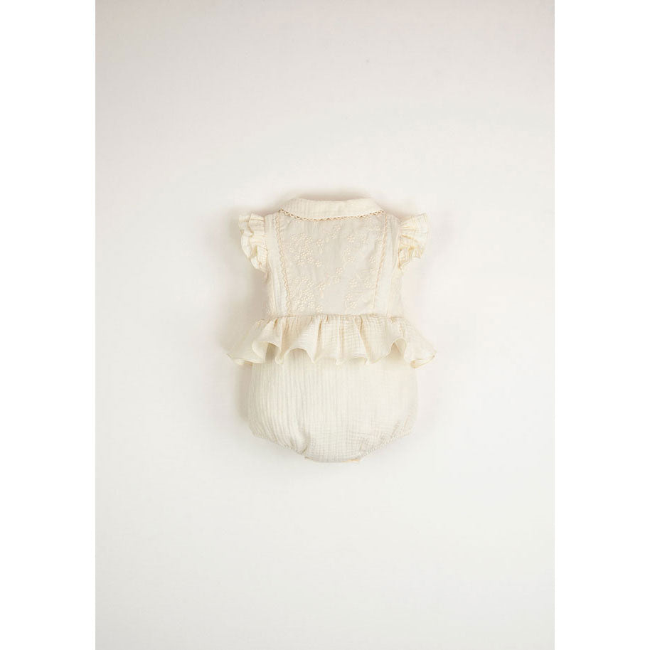 Popelin Off-White Romper With Collar