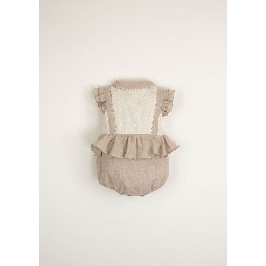 Popelin Sand Romper With Collar