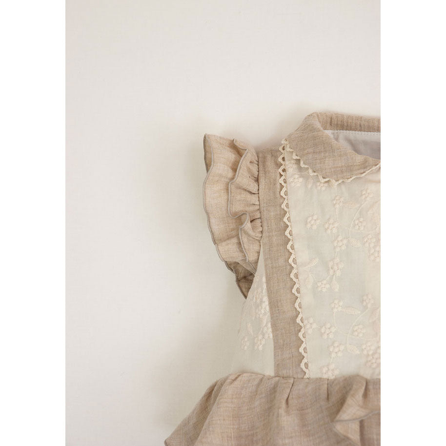 Popelin Sand Romper With Collar