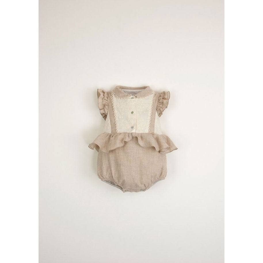Popelin Sand Romper With Collar
