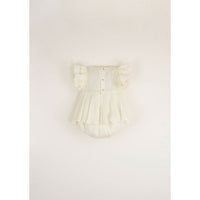 Popelin Off-White Romper With Cape-Style Skirt