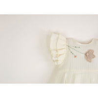 Popelin Off-White Romper With Cape-Style Skirt