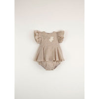 Popelin Sand Romper With Cape-Style Skirt