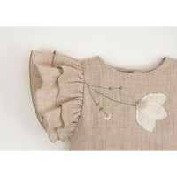 Popelin Sand Romper With Cape-Style Skirt